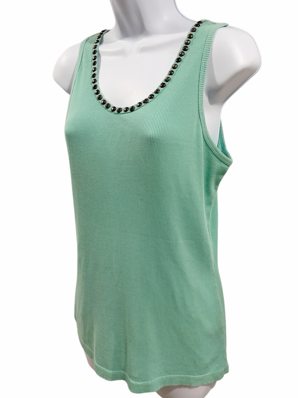 Double D Ranch Cotton Studded Ribbed Scoop Neck Tank Top size Medium